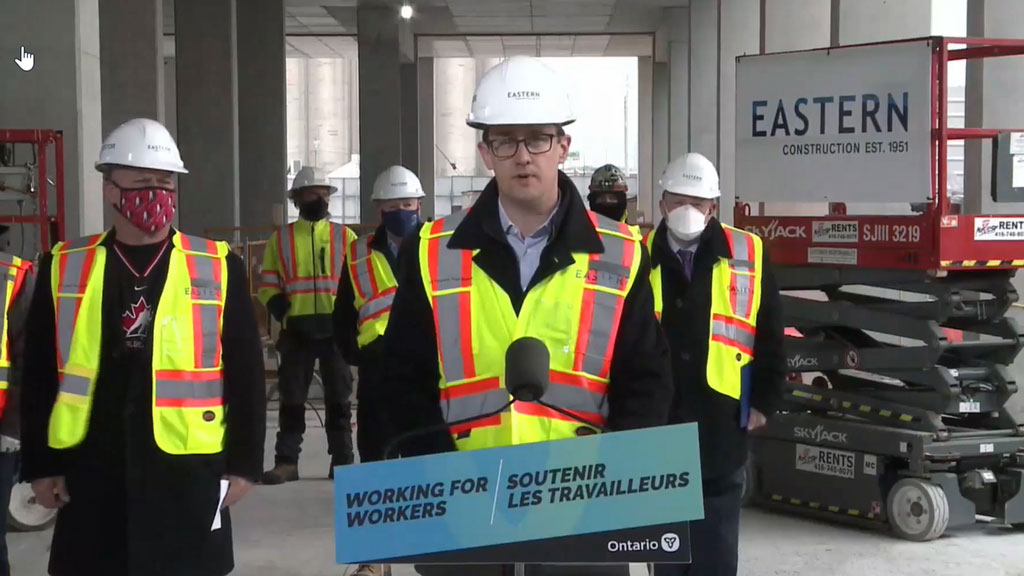 In March 2022, Monte McNaughton, minister of labour, training and skills development announced new legislation requiring naloxone kits on every Ontario construction site.