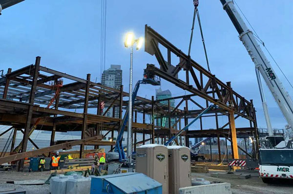 The massive steel superstructure of the $500-million BMO Centre expansion project has been completed. The structure now stands taller than the adjacent GMC Stadium and Saddledome in Stampede Park.