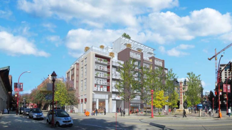 A rendering of Beedie Holdings Ltd.’s original design for the condo at 105 Keefer St., which was rejected by Vancouver City Council in 2017. Beedie made several changes to the design including a height reduction before the application was again rejected by the city’s development permit board in November of the same year, prompting legal action by Beedie which resulted in the Supreme Court of B.C. ordering the city to reconsider the application at the end of 2022.