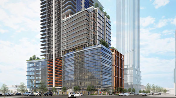 The tower feature’s a mix of commercial, office and residential space with a seven-storey commercial and office podium and more than 700 residential units.