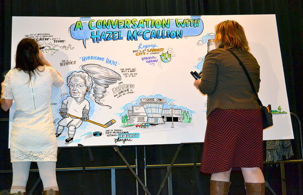 During a Toronto Buildings Show several years ago, artists were tasked with drawing pictures of McCallion’s legacy as she spoke to the crowd during a packed CEO breakfast event.