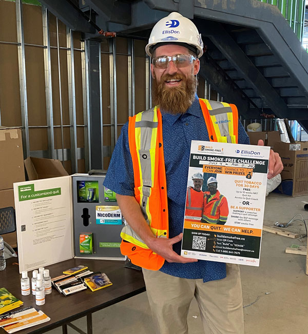 This EllisDon worker is one of 1,200 quitters documented during the Build Smoke-Free campaign.