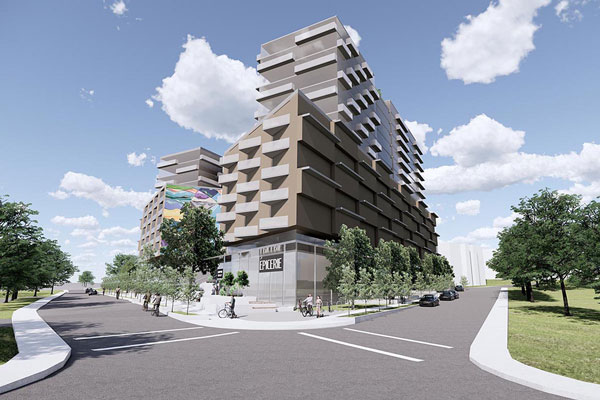 The La Forest-Quebec proposal is an integrated complex of rental units and supporting commercial activities, built with the objective of achieving carbon neutrality.