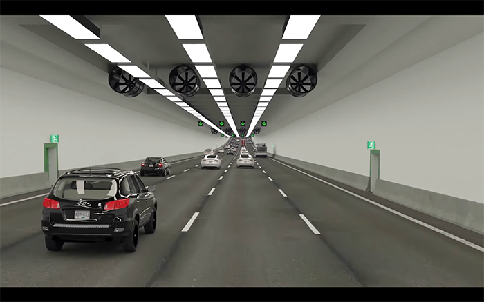 a rendering of the George Massey Tunnel's interior.