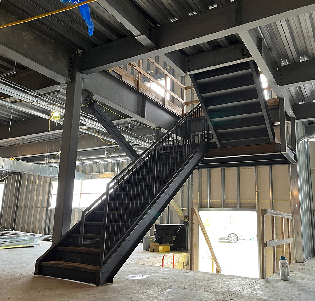 The two-storey addition on the building is about 16,620 square feet and the renovation is about 11,500 square feet. The main staircase will lead to the second storey of the addition. Also being installed is a new metal deck, safety railings and new openings for windows and doors.