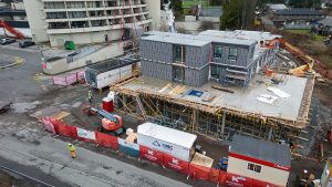 Pictured is a modular housing project being built by Kindred Construction for the Squamish Nation. Hiyam Housing Society is the developer of the project.