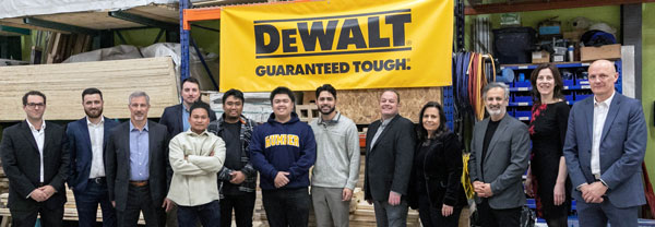 Representatives from Dewalt Canada, Humber College and students in the Humber Skills Trades program gathered to celebrate Dewalt’s recent donation to the college.