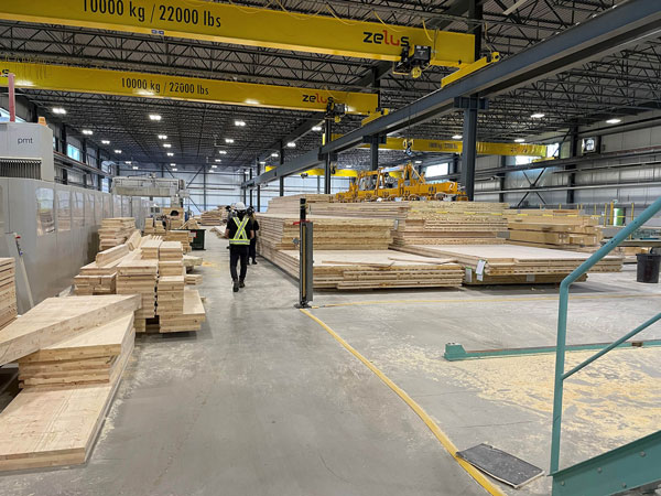 Pictured are CLT panels stacked for one of Element5’s affordable housing projects. Element5 operates a plant in St. Thomas, Ont. 