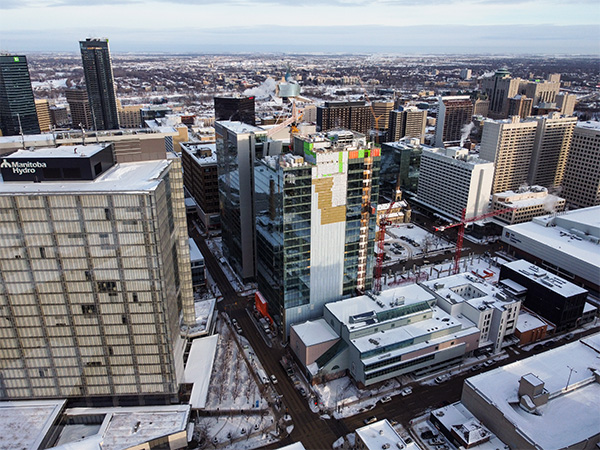 Frigid winter months in 2021 proved one of the biggest challenges for PCL Constructors Canada Inc. as they built the Wawanesa Insurance Tower in Winnipeg. Temperatures were so cold they caused a nearly eight-week delay for slab pouring, but the project is still on schedule.