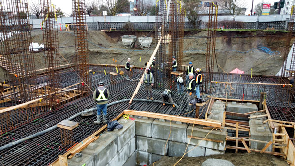 From 7:15 a.m. until 3:45 p.m., Butler’s fleet of trucks supplied two pumps with CO2-infused concrete as crews worked to pour the structure.