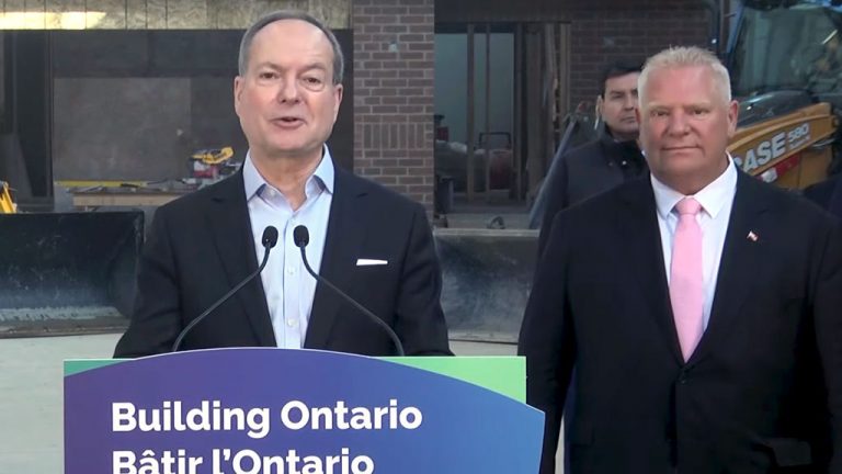 Minister of Finance Peter Bethlenfalvy (left) and Premier Doug Ford were in Vaughan, Ont. Tuesday to announce a new capital fund for new training centres.