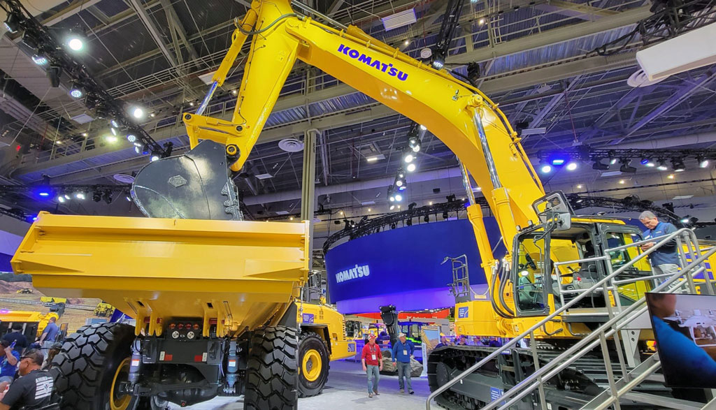 Here are highlights from the Daily Commercial News and The Journal of Commerce’s final Big Machine Walk at CONEXPO-CON/ AGG, which took place last week in Las Vegas, Nev. Some machines attempted to take a bite out of the competition, such as BKT Tires’ Megalodon monster truck, while others provided a mammoth-sized photo-op.