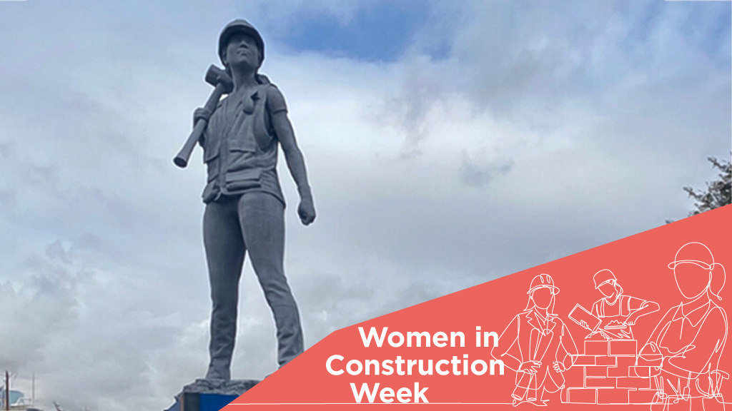 A 3D printed statue of a woman in the construction industry, the largest of its kind in the world at the time, was introduced at CONEXPO-CON/AGG 2020.