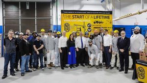 BuildForce Canada says due in part to increased promotional efforts, the Ontario construction industry has grown the number of young workers under the age of 25 in its labour force by seven per cent since 2019. Pictured, Premier Doug Ford promoted the painters trade in Toronto in March.