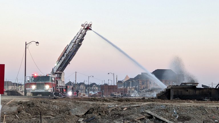 A fire broke out on April 12 in a new subdivision being constructed in Vaughan, Ont. and destroyed approximately 71 housing units in the Pine Valley Drive and Teston Road area.