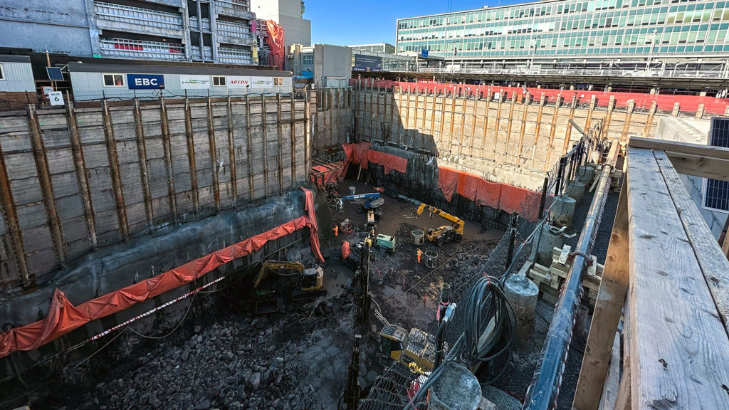 Deep trench for REM station greets arrivals at Montreal’s Trudeau airport