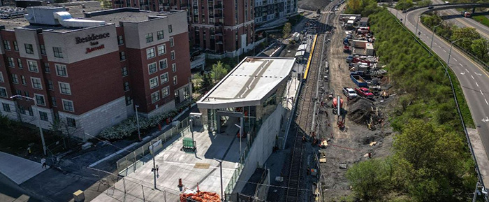 In total there will be 16 kilometres of new track on the south extension and eight new stations. Pictured, the new Walkley station.