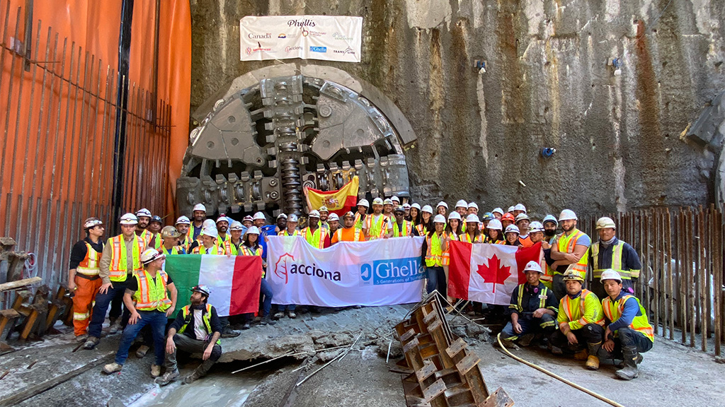 Phyllis the tunnel-boring machine breaks through at Broadway-City Hall Station