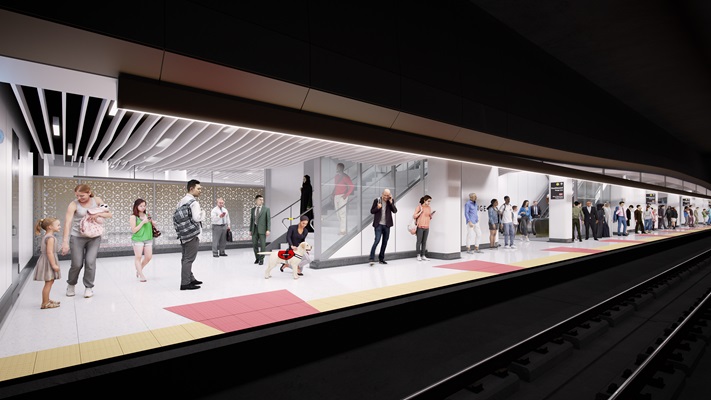 The Bloor-Yonge TTC Station is undergoing a significant expansion and redesign. Above is an artist’s rendering of the reconfigured Bloor-Yonge Station Line 2 westbound platform.