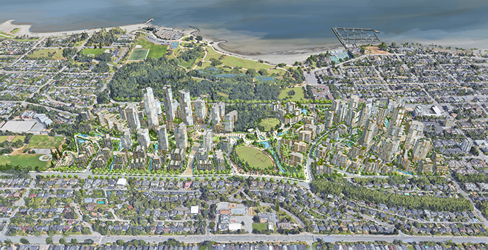 The MST Development Corporation, a partnership between the Musqueam, Squamish and Tsleil-Waututh Nations, has unveiled an updated design for a massive development on the Jericho Lands in Vancouver’s West Point Grey neighbourhood.