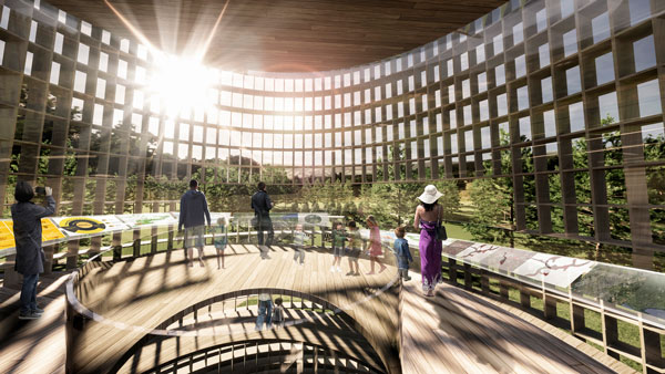 Visitors will be able to look outside at trees and demonstration beehives. Construction on the centre is expected to be completed in 2025. Collaborative Structures Limited of Cambridge is managing the project.