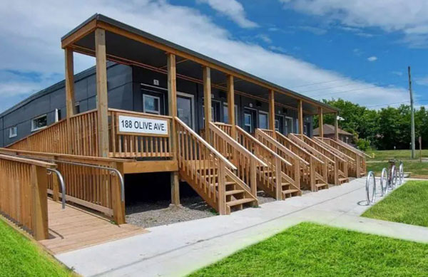 Tom Hardiman, executive director of the Modular Building Institute, says a conference in Toronto last June showcased modular construction’s growing prominence in the industry. Pictured are Oshawa Micro-Homes, which was developed by NRB Modular Solutions to provide temporary housing to those experiencing homelessness. It won an MBI award.