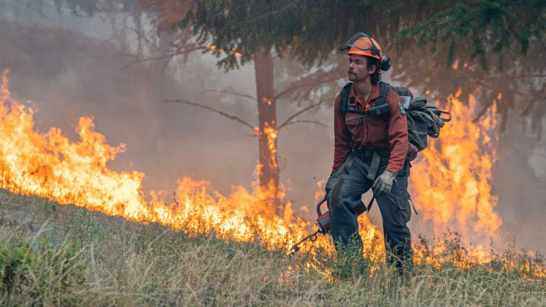 Pictured, the BC Wildfire Service responding to the McDougall Creek wildfire adjacent to West Kelowna.