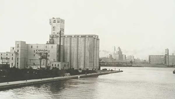The Canada Malting Co. property in Toronto is defined by its south (circa 1928) and north (circa 1944) malting silos.