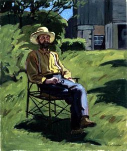 A.J. Casson (1898 – 1992), Portrait of Harry Barrett, Glen Williams, c. 1930, oil on paperboard, 28.6 x 23.9 cm, Gift of the Founders, Robert and Signe McMichael, 1966.16.131, McMichael Canadian Art Collection. 