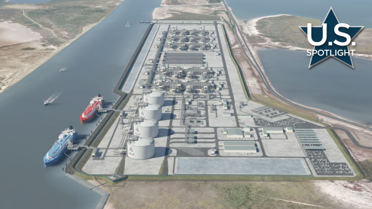 A rendering of the $18 billion Rio Grande LNG facility to be built in Brownsville, Texas.