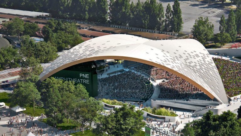 Construction crews have started tearing down infrastructure at the 59-year-old PNE Amphitheatre in the core of Hastings Park in Vancouver in preparation for a complete rebuild. The project will feature one of the largest free-span timber roofs in the world. The cost of the venue was originally pegged at $65 million when it was approved by Vancouver City Council in June 2021 but the price tag has now risen to $104 million.
