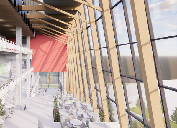 The centre itself will be a 343,832-square-foot hybrid concrete and mass timber building with two levels of underground parking. The project is expected to create 1,407 direct and 672 indirect jobs during construction.