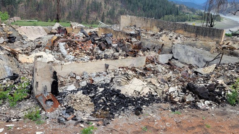 Lytton Mayor Denise O’Connor’s home after the June 2021 fire that destroyed much of the B.C. village.