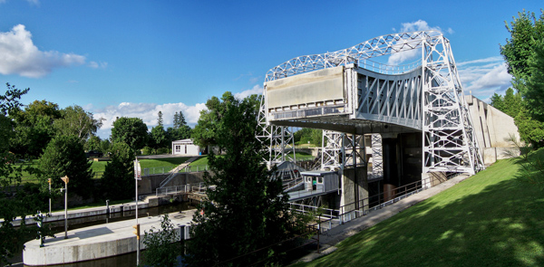 Pictured is the Kirkfield Lift Lock in Kirkfield. The engineer was Richard Birdsall Rogers. Architects of Renovation were In2Space (interior design).