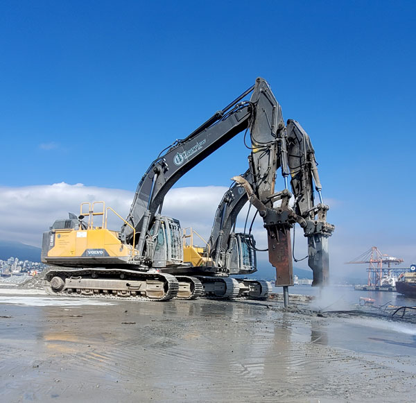 Clearview will be removing the Port Alice pulp mill building foundations to grade with its equipment and crushed concrete will be used on site.