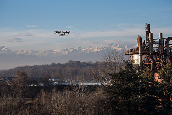 FlyingBasket’s FB3 drone on a flight near Torino, Italy.