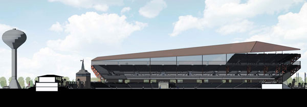 A profile image shows "Prairie style" low to the ground stadium design.