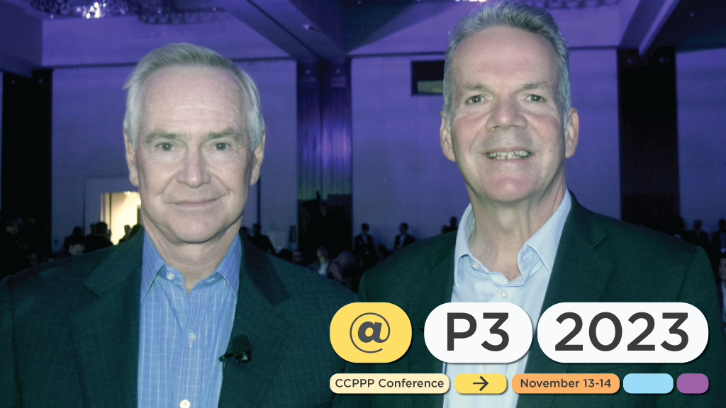 Barry White (right), a former executive with Partnerships UK, joined Fasken partner Brian Kelsall onstage at the recent CCPPP conference to discuss the U.K. experience with Private Finance Initiatives.