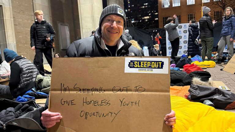 PCL Constructors Canada’s Bruce Sonnenberg raised $78,383 in his final Sleep Out for Covenant House in November.