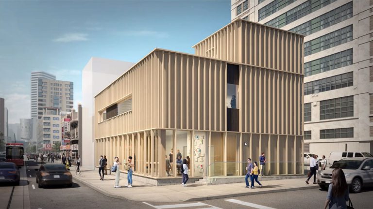 The “world’s first fully digitally-enabled building” is slated to be built on a small lot at Toronto Metropolitan University. It will be a prefabricated mass timber two-storey, 300-square-metre facility called the Smart Campus Integration and Testing Hub.