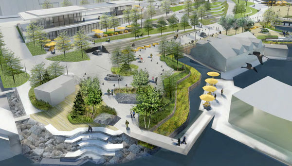 The city is looking to do the project in phases. In phase one, the shoreline will be restored and improvements made to a picnic site. Phase two will entail creating a plaza around the location of Harbour Air. The third phase would include a pavilion building while the fourth phase would include replacement of the pier. The final phase would include building terraces on the southern part of the site.