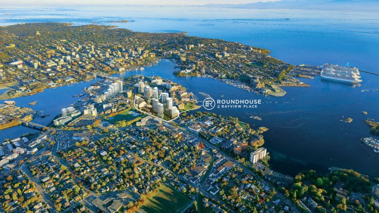 In late January, Victoria City Council approved in principle a zoning amendment bylaw by a 7 to 2 vote. The new zoning will allow Focus Equities to start construction of nine buildings, ranging from 10 to 32 storeys. The project, dubbed Roundhouse at Bayview Place, is in a Vic West area known as Songhees, across an inlet from downtown Victoria.