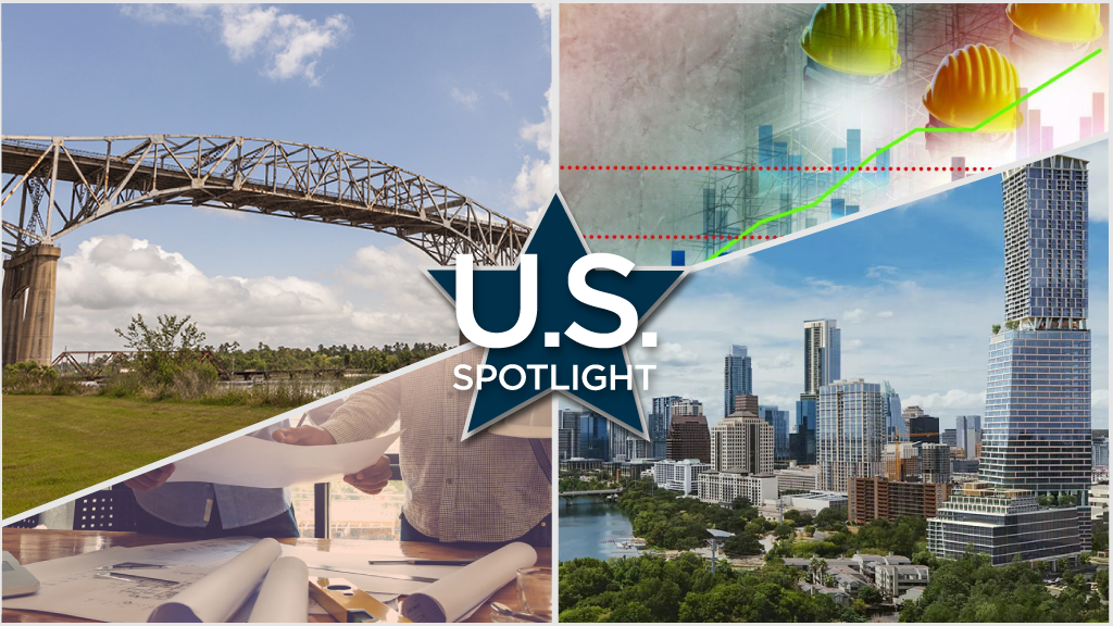 U.S. Spotlight: Waterline towers rises in Texas; $2.1B Calcasieu River bridge project; U.S. construction jobs increase