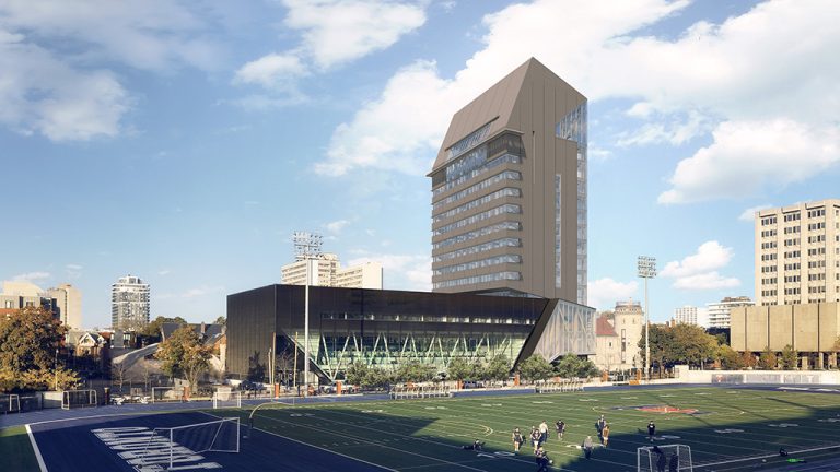 The University of Toronto’s Academic Wood Tower is being constructed in Toronto. Once complete, the 14-storey academic tower is expected to be the tallest mass timber and concrete hybrid building in North America.