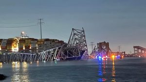 A container ship rammed into the Francis Scott Key Bridge in Baltimore early Tuesday, causing it to snap and plunge into the river below. Several vehicles fell into the chilly waters, and rescuers were searching for survivors.