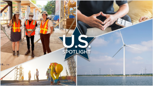 U.S. Spotlight: First large offshore wind farm; February hot for hiring; Mass Timber Studio selections