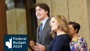 Pictured are Prime Minister Justin Trudeau and Finance Minister Chrystia Freeland on Budget Day, April 16.