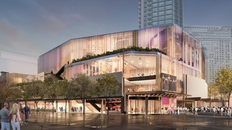 The design for the redevelopment of the St. Lawrence Centre for the Arts called Transparence, creates a connection with the historic neighbourhood and establishes a new cultural hub.