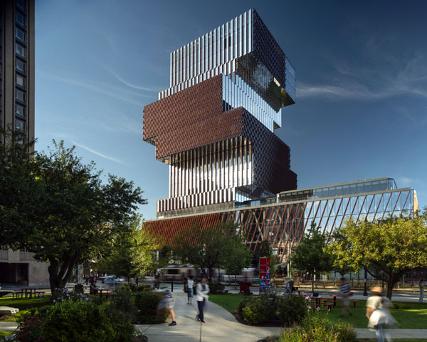 The Center for Computing & Data Sciences at Boston University is a new landmark for the campus that puts sustainability at the forefront. Imagined as a vertical campus, cantilevered volumes create ascending academic neighbourhoods.