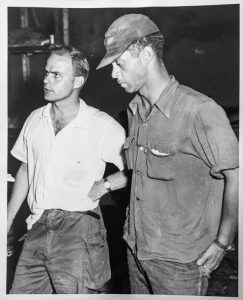 Keith Philpott (left) with Guy Lambkin of the Dresden Utilities Commission on Aug. 14, 1957.